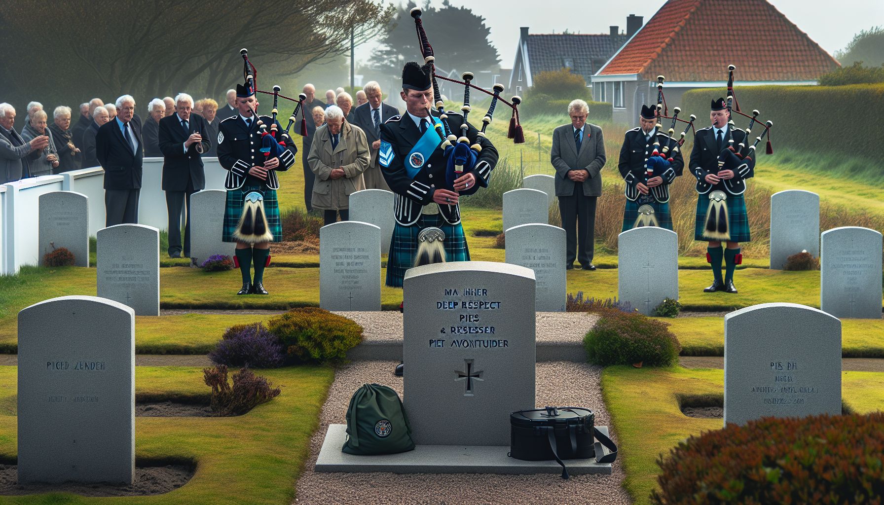 herdenking voor verzetsheld piet avontuur met doedelzakmuziek